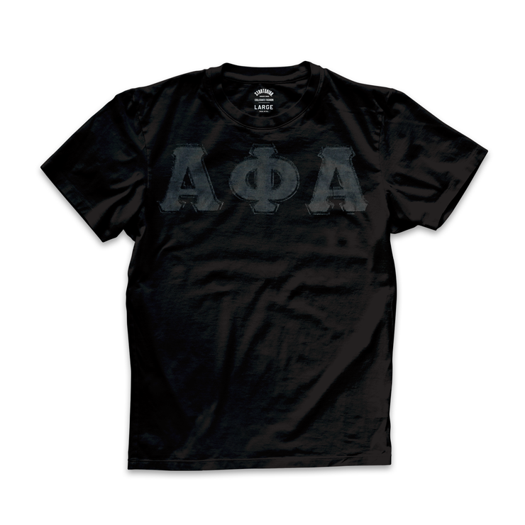 "STDNTUNION" Black on Black Alpha Phi Alpha Letter T-Shirt