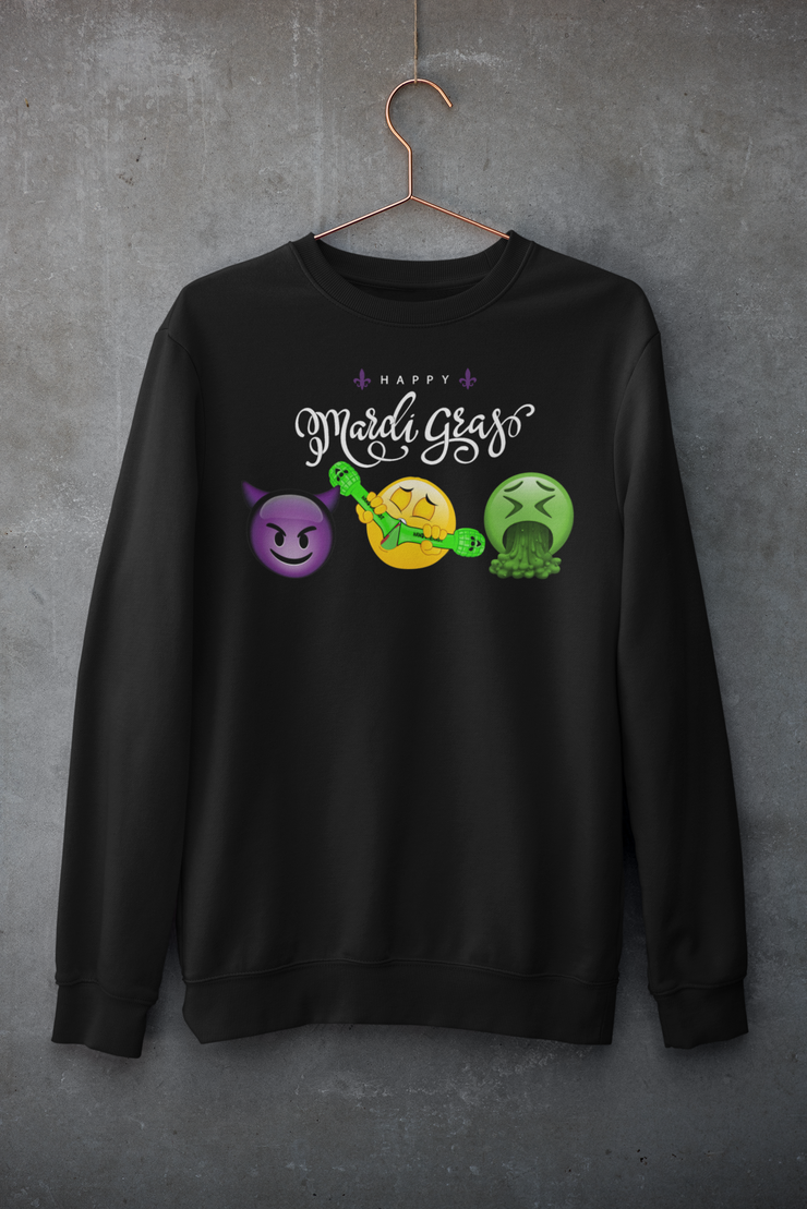 "Stdnt Union" Mardi Gras Emoji Sweater